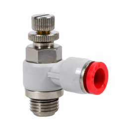 SC-BL-06-G14-SB Фитинг угловой с регулировкой расхода (пневмодроссель), 6мм x G 1/4 (наруж.резьба),